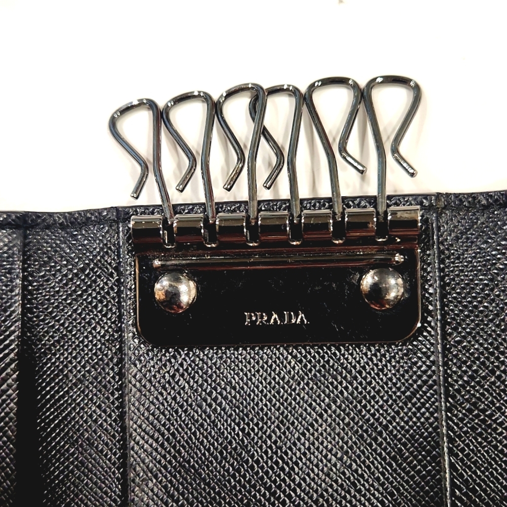 NEW! PRADA Authentic Saffiano Leather Black 6-Hook Key Case 2PG222 with Box - Picture 7 of 16